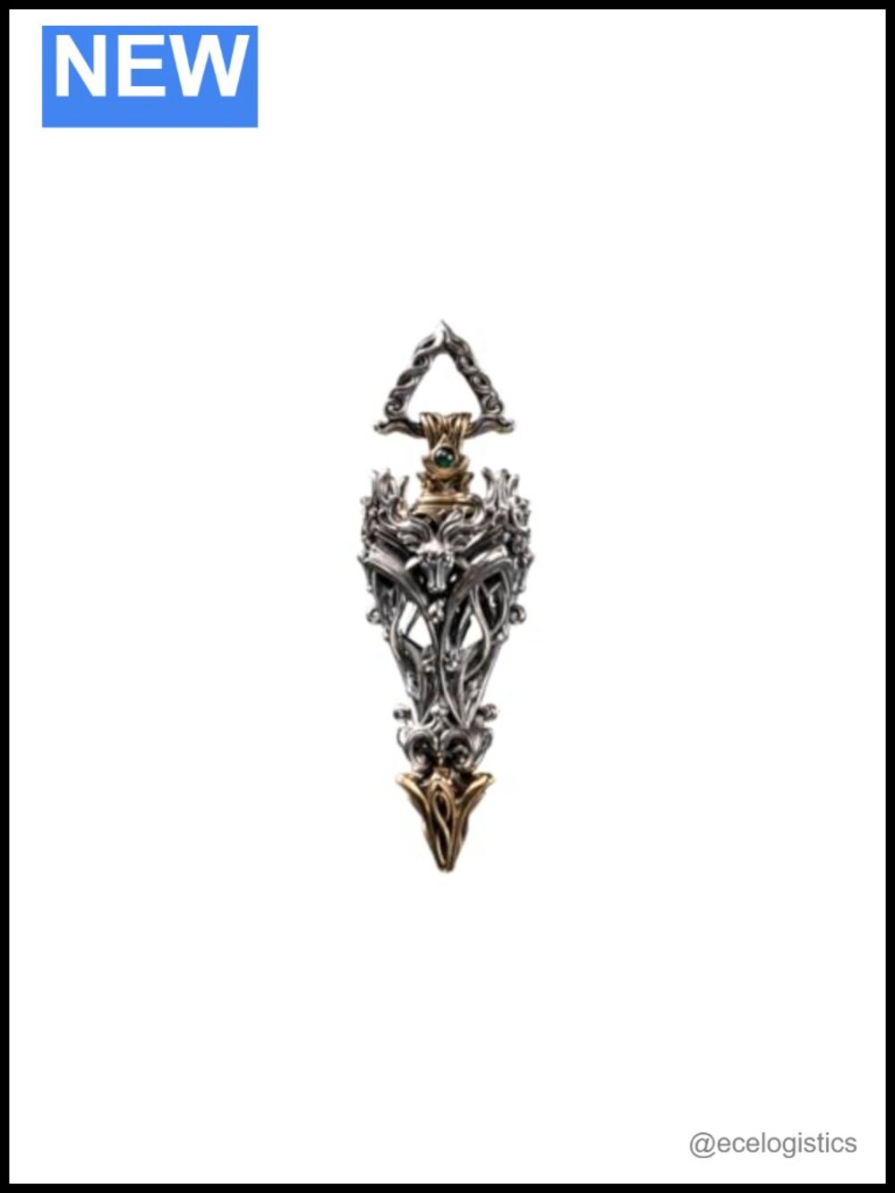 Pendulum Pendant Necklace White Bronze Brass Crystal Holder Stag Vine Gothic
